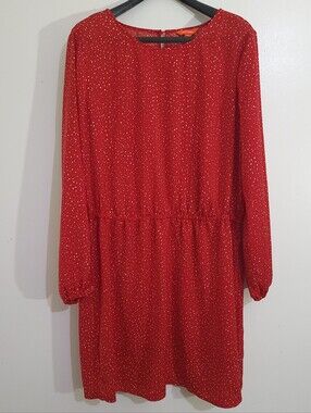 Joe Fresh Red & White Flecked Long Sleeve Dress - Size XL